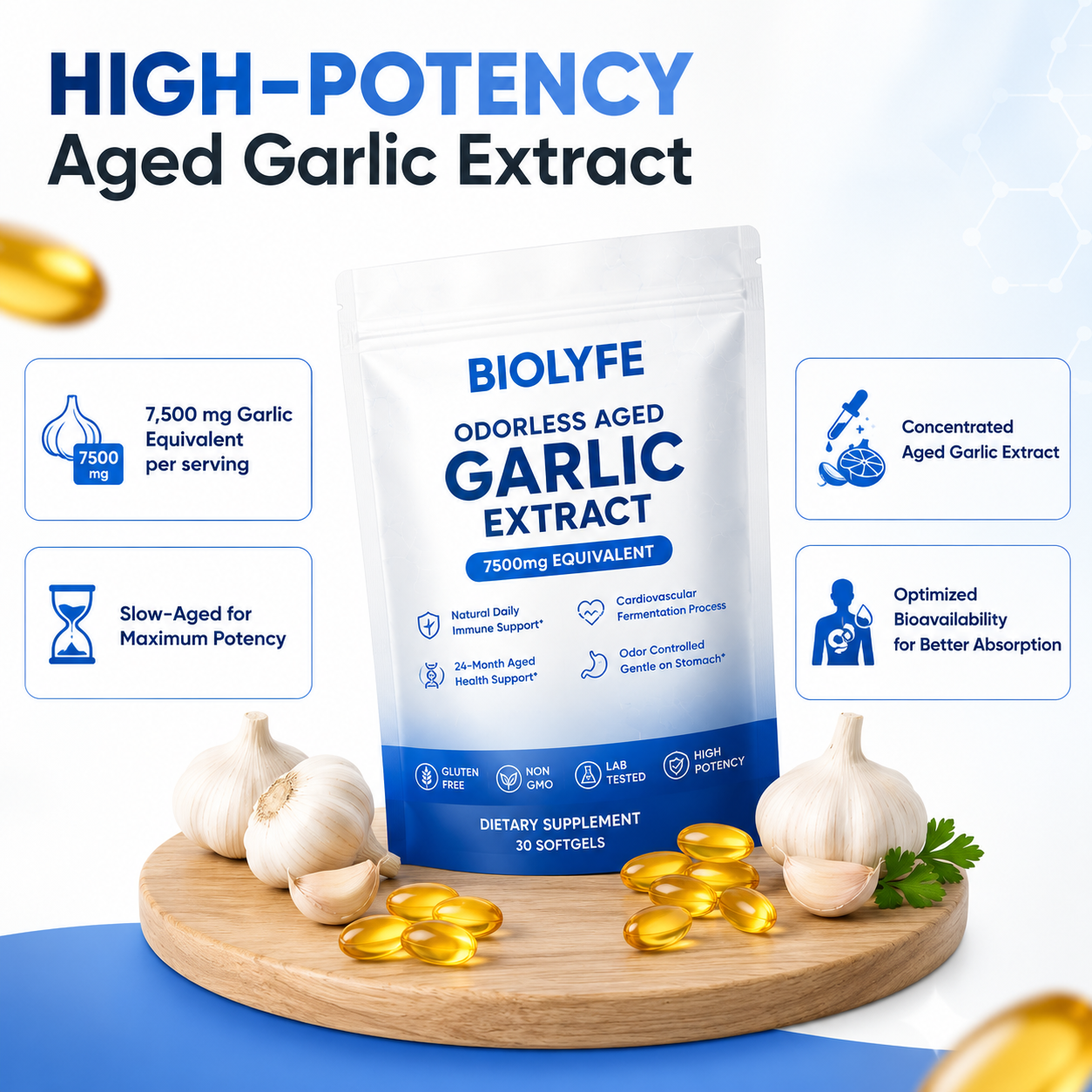 Aged Garlic Extract - 7500mg Odorless Softgels